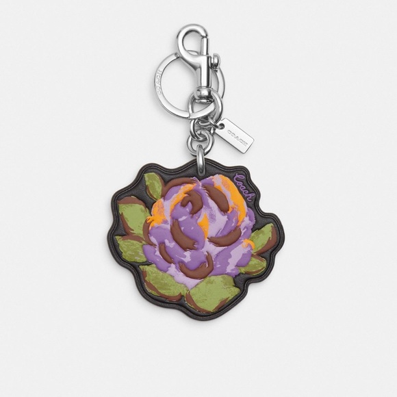 New Coach Purple Rose Bag Charm - Picture 1 of 3